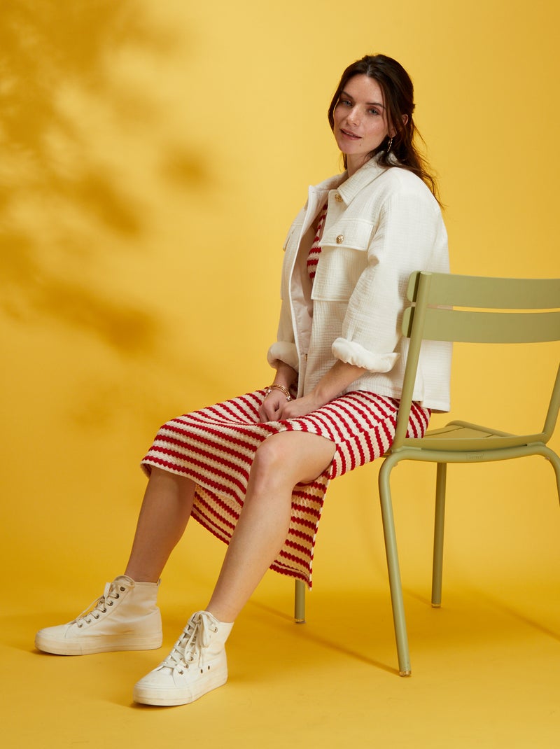 Veste en gaze de coton blanc - Kiabi