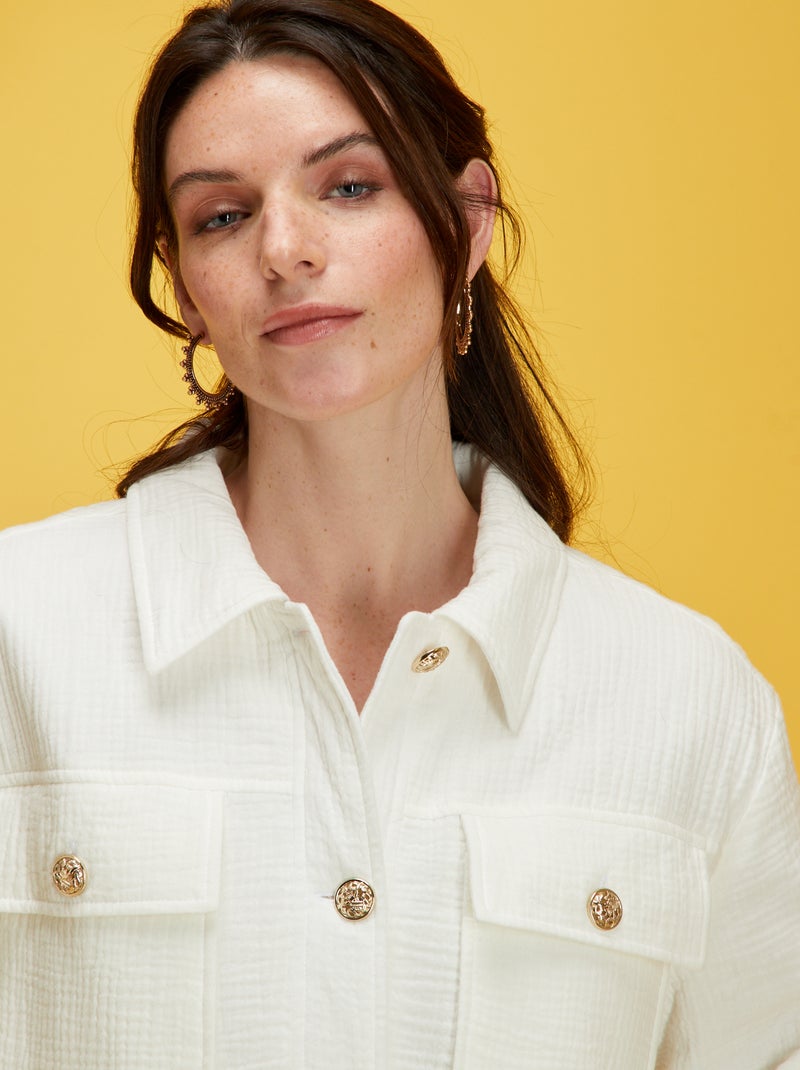 Veste en gaze de coton blanc - Kiabi