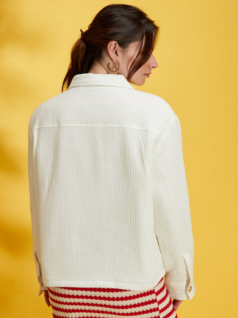 Veste en gaze de coton blanc - Kiabi