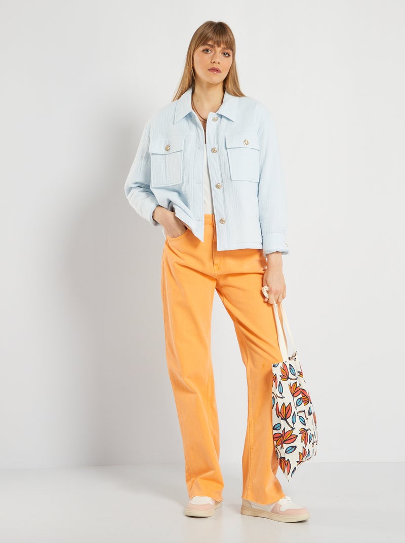 Veste en gaze de coton Bleu - Kiabi