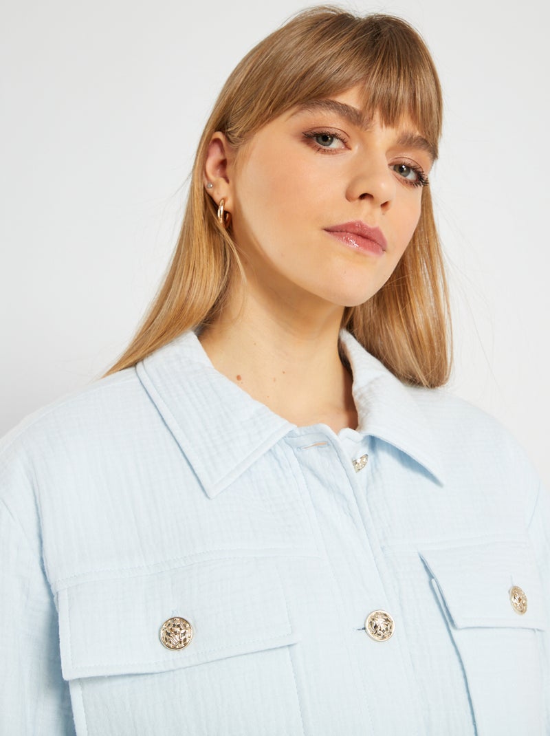 Veste en gaze de coton Bleu - Kiabi