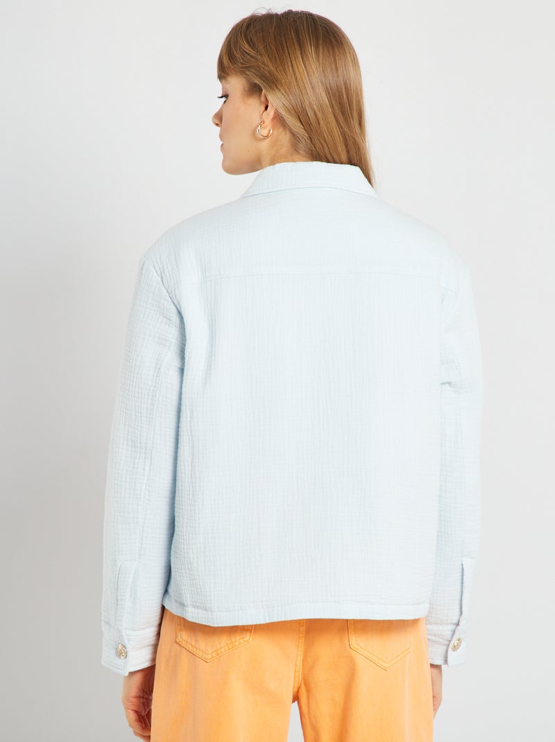 Veste en gaze de coton Bleu - Kiabi