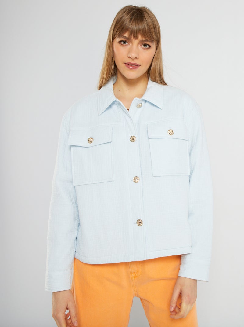 Veste en gaze de coton Bleu - Kiabi