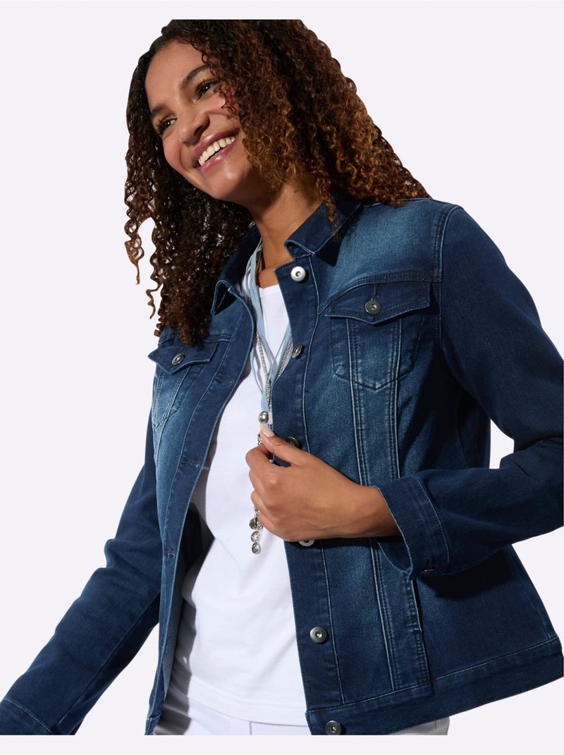 Veste En Jean à Associer Avec Un Pantalon - Taille Standard - Witt Bleu jean - Kiabi