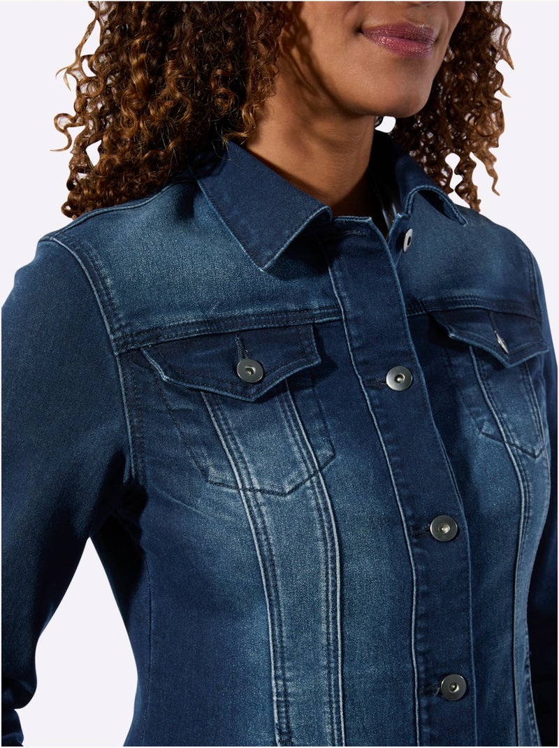 Veste En Jean à Associer Avec Un Pantalon - Taille Standard - Witt Bleu jean - Kiabi