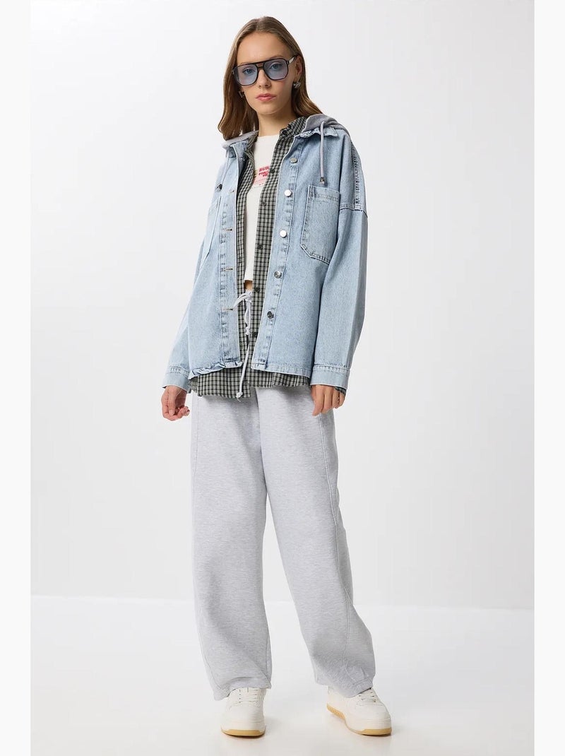 Veste en jean à capuche istanbul Bleu pastel - Kiabi