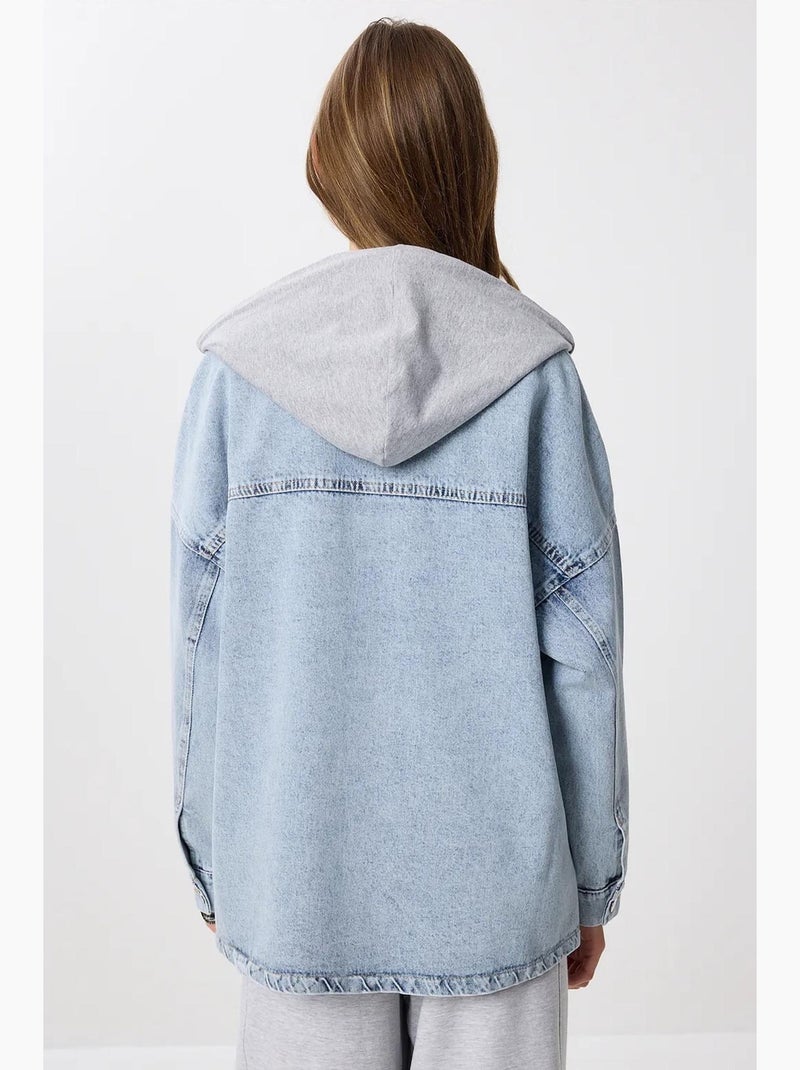 Veste en jean à capuche istanbul Bleu pastel - Kiabi