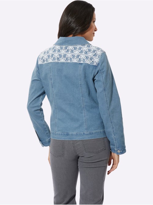 Veste en jean à col chemise et dentelle crochetée - Taille standard - Moda Vilona - Kiabi Veste en jean à col chemise et dentelle crochetée - Taille standard - Moda Vilona - Kiabi