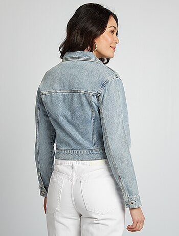 Veste en jean à manches longues avec poches poitrines à rabats