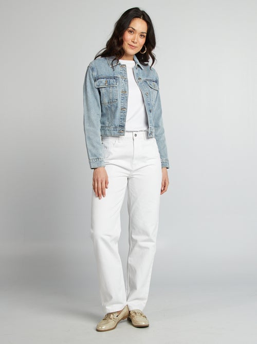 Veste en jean à manches longues avec poches poitrines à rabats - Kiabi