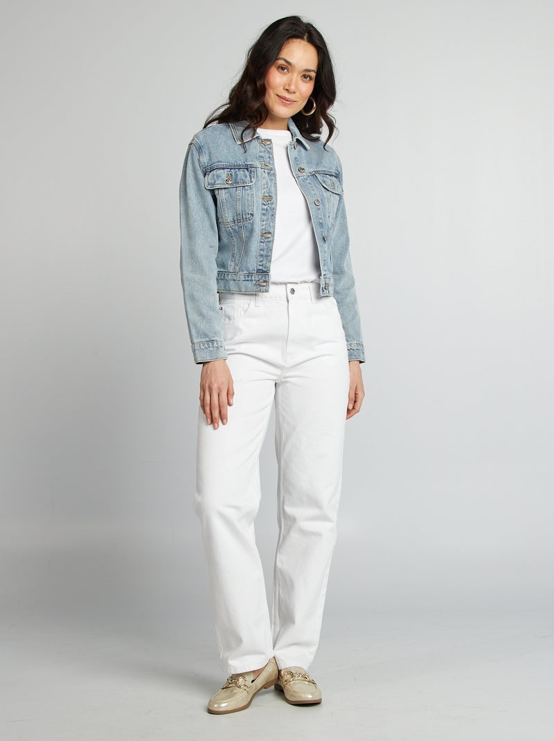 Veste en jean à manches longues avec poches poitrines à rabats BLEU - Kiabi