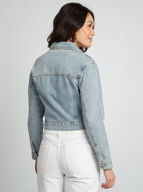 Veste en jean à manches longues avec poches poitrines à rabats - Kiabi