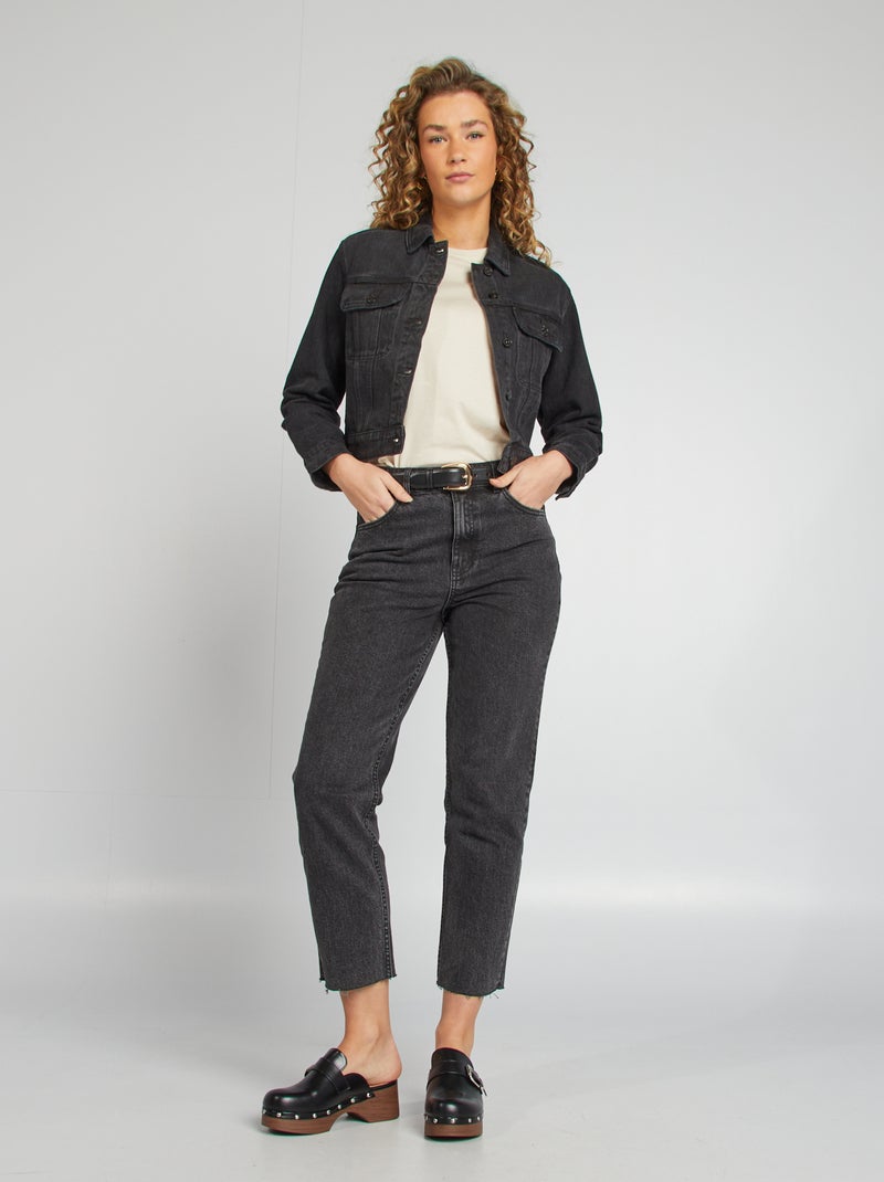 Veste en jean à manches longues avec poches poitrines à rabats GRIS - Kiabi