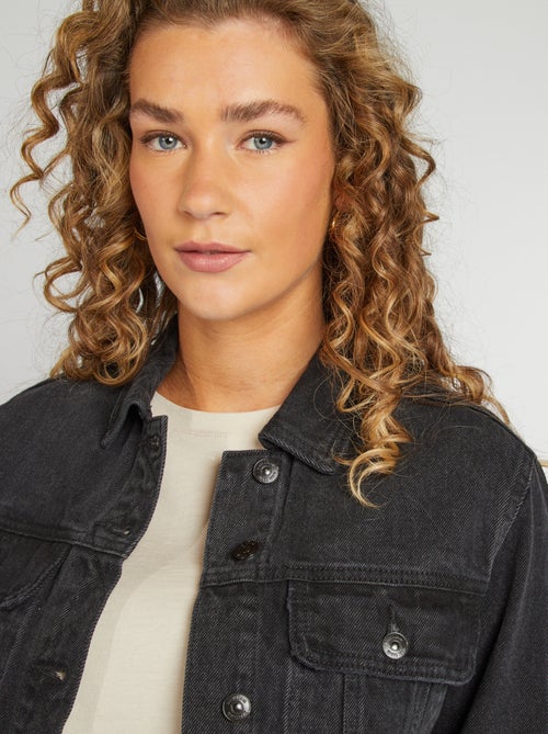 Veste en jean à manches longues avec poches poitrines à rabats - Kiabi