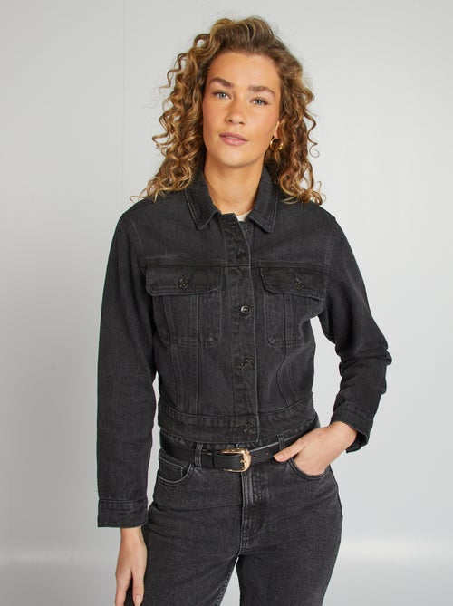 Veste en jean à manches longues avec poches poitrines à rabats - Kiabi