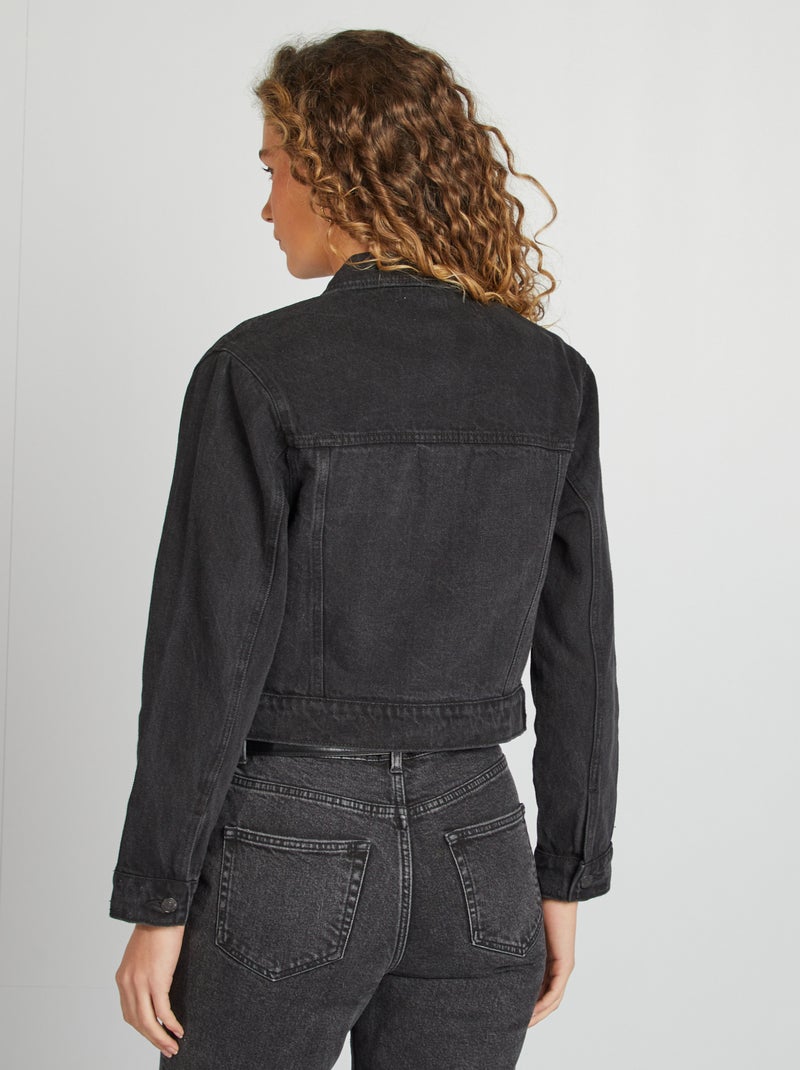 Veste en jean à manches longues avec poches poitrines à rabats GRIS - Kiabi