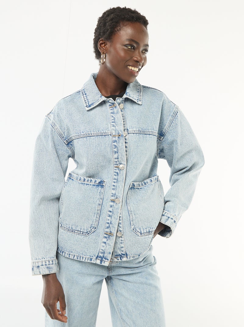 Veste en jean à poches plaquées Bleu - Kiabi