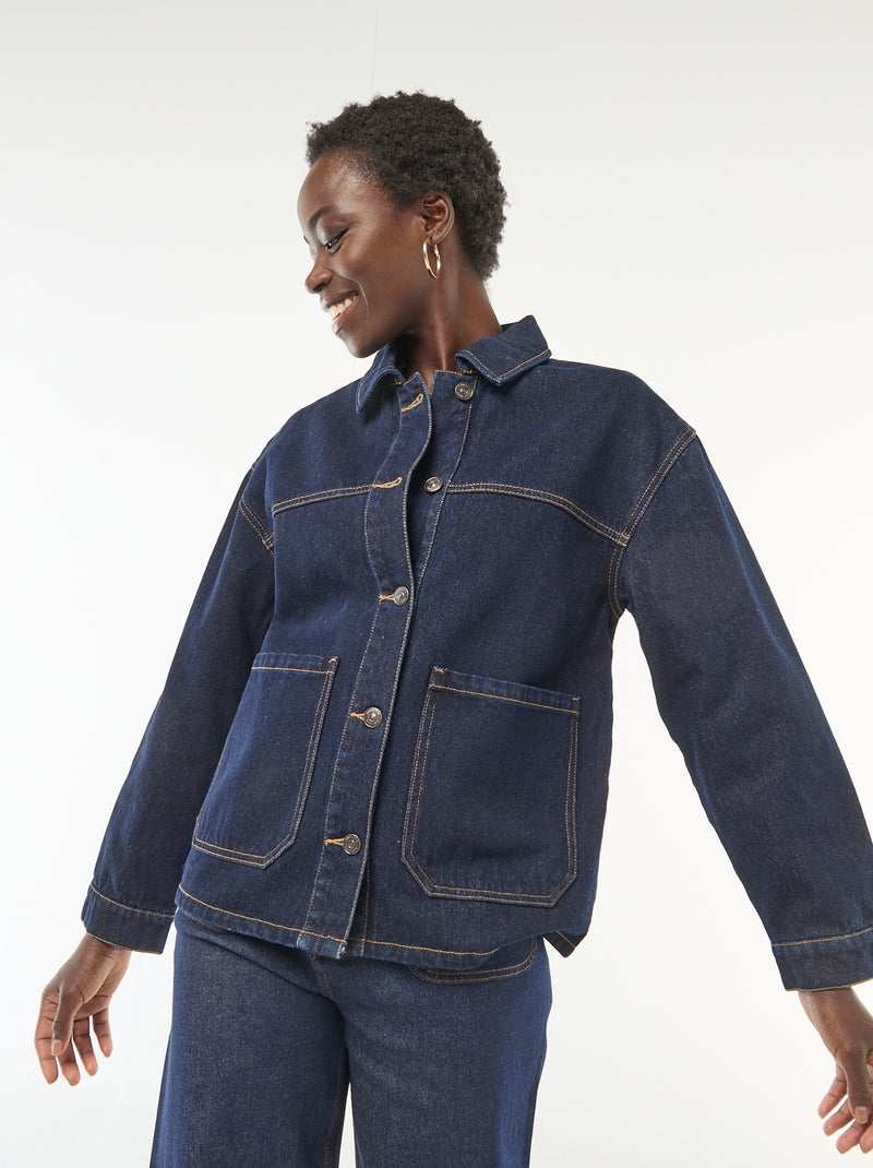 Veste en jean à poches plaquées Bleu - Kiabi