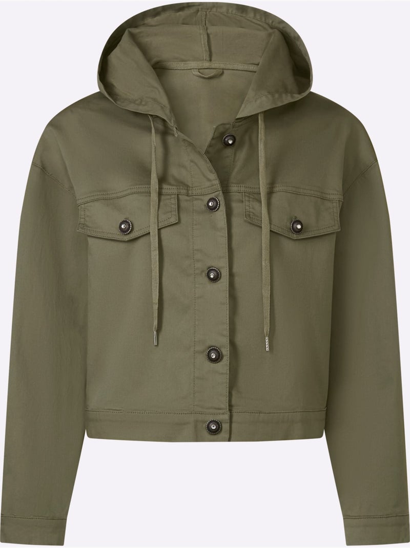 Veste En Jean Aspect Jean Tendance Et Décontracté - Taille Standard - Helline Kaki - Kiabi