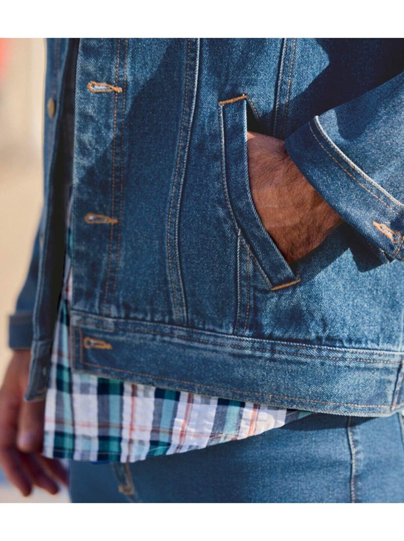 Veste en Jean Authentique   - ATLAS FOR MEN Bleu - Kiabi