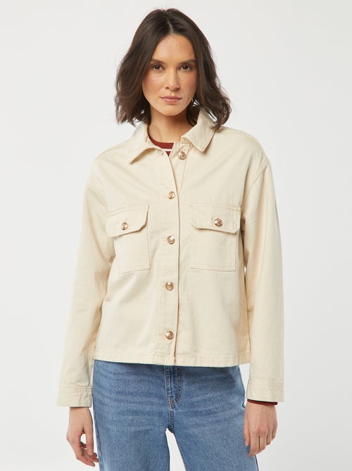 Veste en jean avec boutons dorés - Kiabi