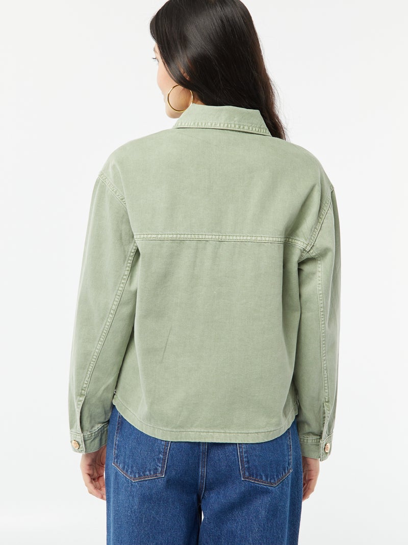 Veste en jean avec boutons dorés VERT - Kiabi