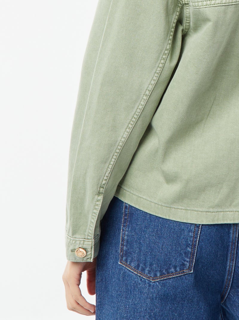 Veste en jean avec boutons dorés VERT - Kiabi