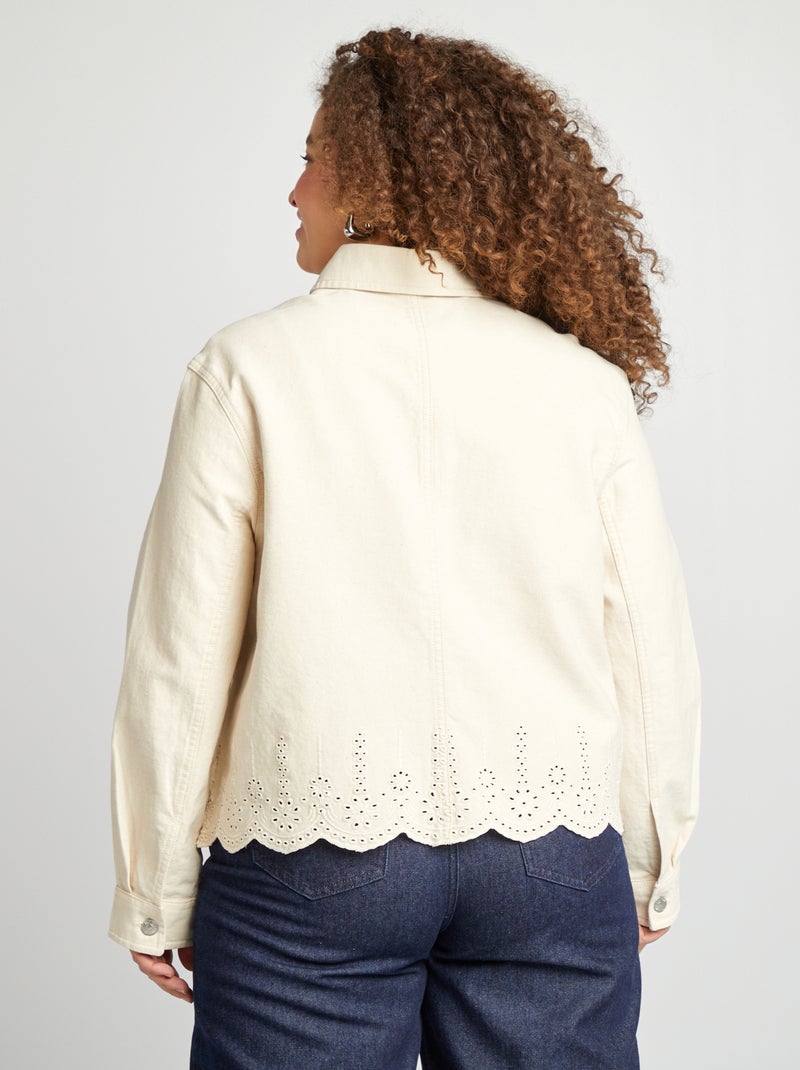 Veste en jean avec broderies Beige - Kiabi