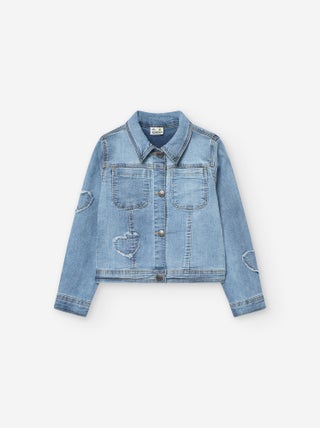 Veste en Jean avec Cœurs Effilochés