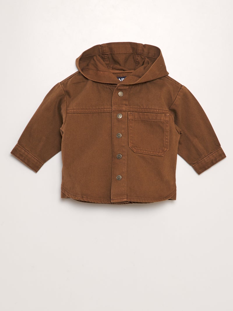 Veste en jean avec col à capuche Marron - Kiabi