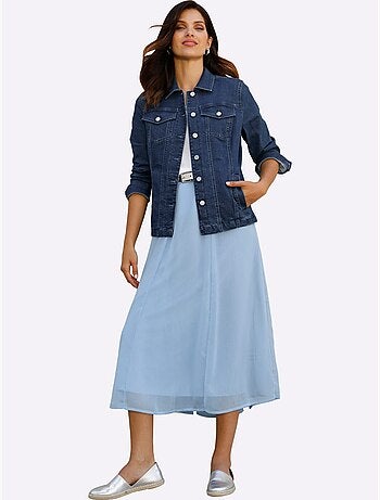 Veste en jean avec col chemise et manches longues - Taille standard - Moda Vilona