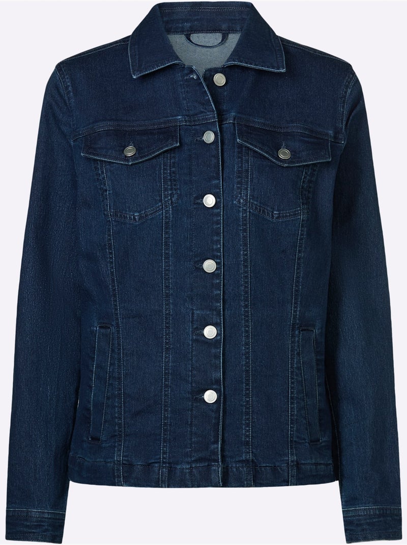 Veste en jean avec col chemise et manches longues - Taille standard - Moda Vilona Bleu jean - Kiabi
