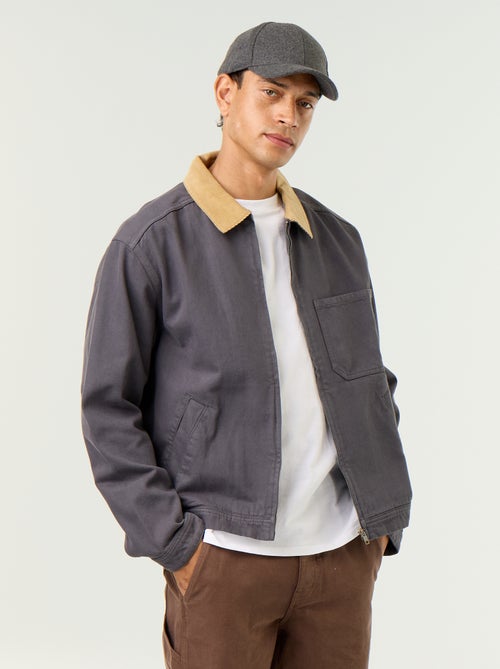 Veste en jean avec col en velours côtelé - Kiabi Veste en jean avec col en velours côtelé - Kiabi