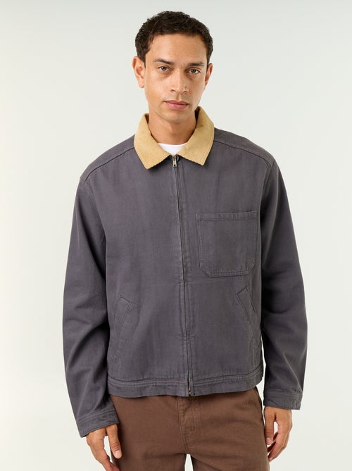 Veste en jean avec col en velours côtelé - Kiabi Veste en jean avec col en velours côtelé - Kiabi
