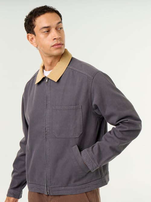 Veste en jean avec col en velours côtelé - Kiabi Veste en jean avec col en velours côtelé - Kiabi