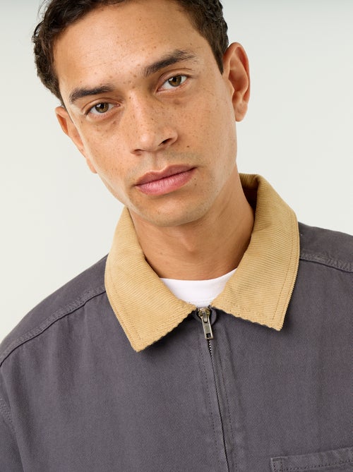 Veste en jean avec col en velours côtelé - Kiabi Veste en jean avec col en velours côtelé - Kiabi