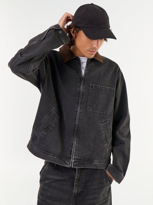 Veste en jean avec col en velours côtelé - Kiabi Veste en jean avec col en velours côtelé - Kiabi