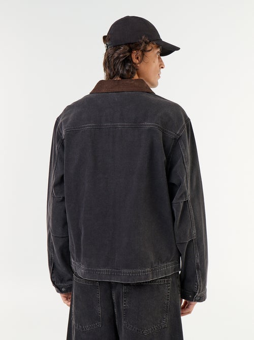 Veste en jean avec col en velours côtelé - Kiabi Veste en jean avec col en velours côtelé - Kiabi