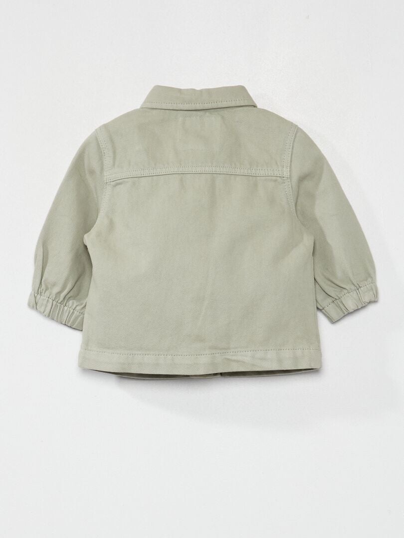 Veste en jean avec imprimés brodés devant Gris vert - Kiabi