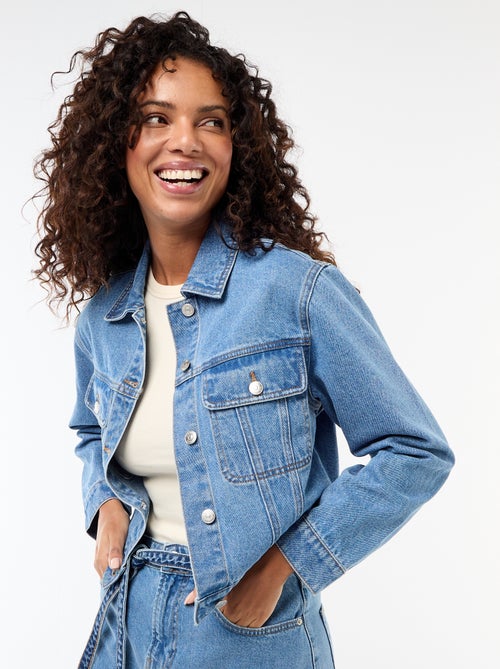 Veste en jean avec poches à rabat - Kiabi Veste en jean avec poches à rabat - Kiabi