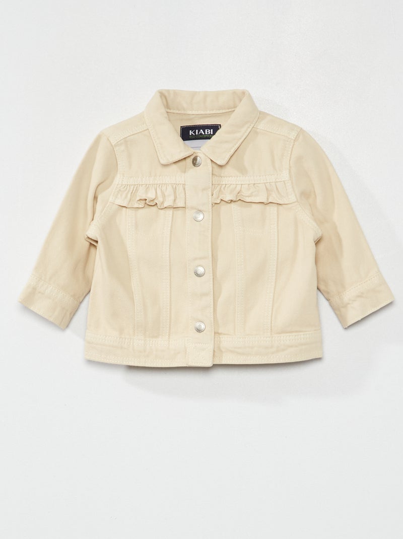 Veste en jean avec volants Beige - Kiabi