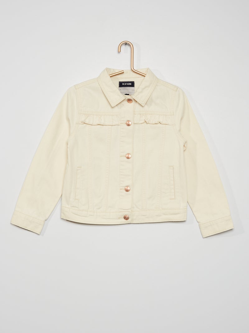 Veste en jean avec volants blanc - Kiabi