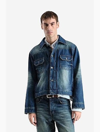 Veste en jean boutonnée avec poche giesto