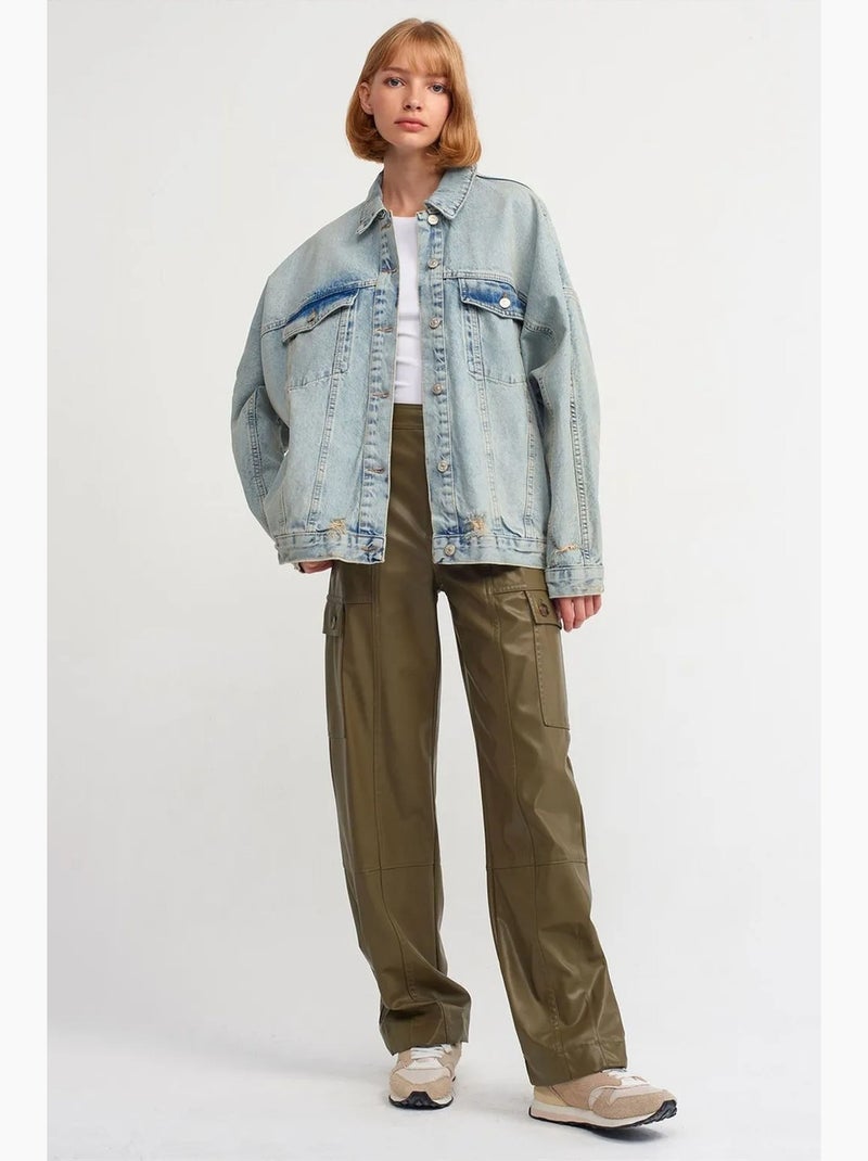 Veste en jean boutonnée dilvin Bleu clair - Kiabi