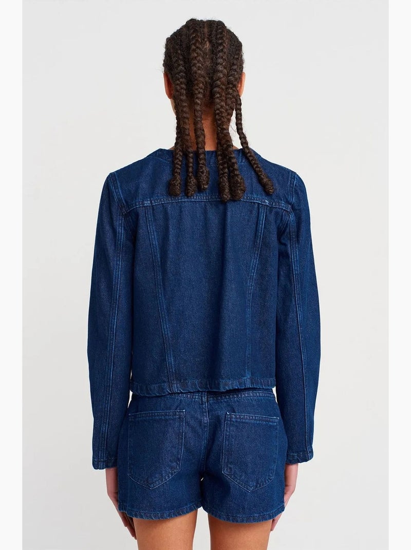 Veste en jean boutonnée en coton dilvin Bleu outremer - Kiabi