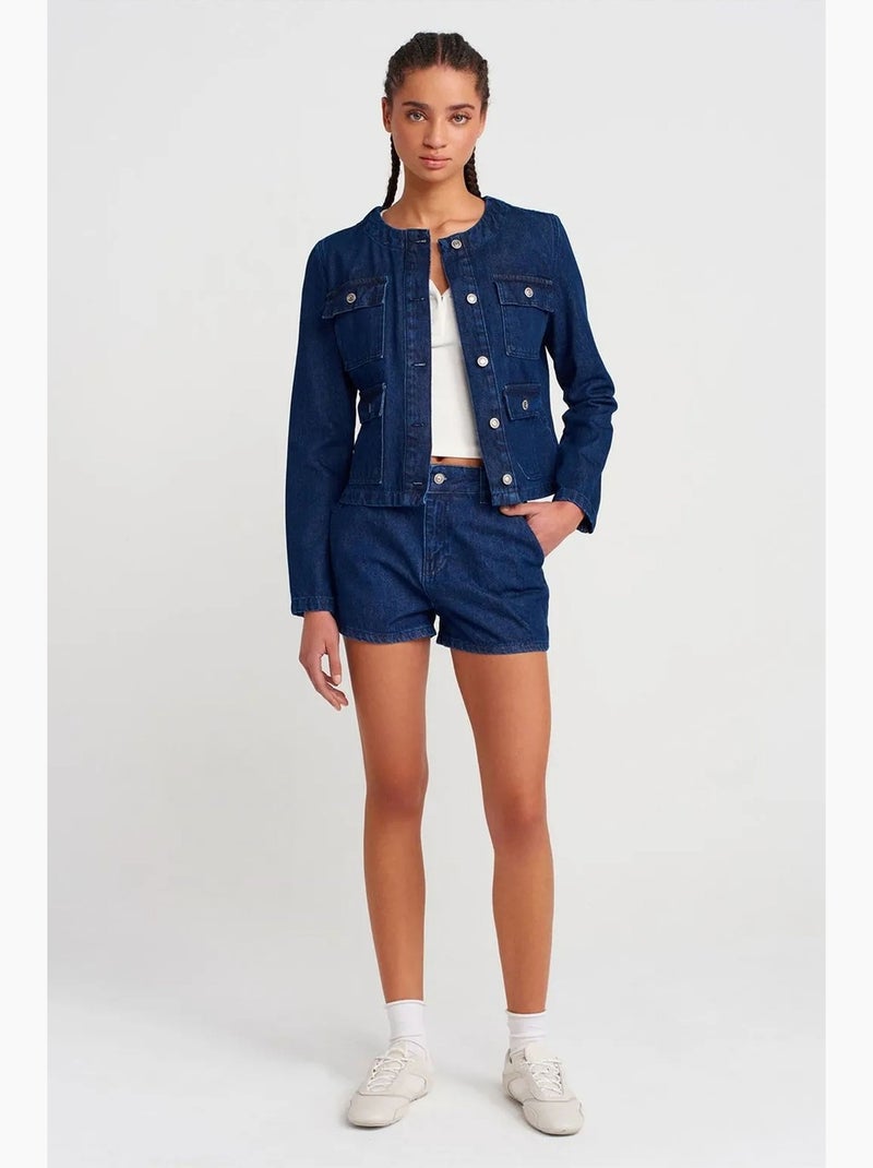 Veste en jean boutonnée en coton dilvin Bleu outremer - Kiabi