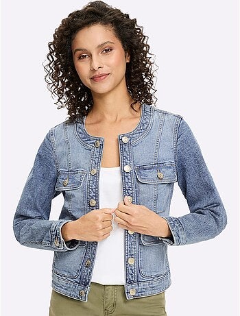 Veste En Jean Boutons Fantaisie Dorés - Taille Standard - Helline