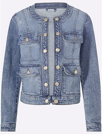 Veste En Jean Boutons Fantaisie Dorés - Taille Standard - Helline