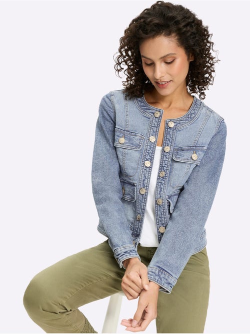 Veste En Jean Boutons Fantaisie Dorés - Taille Standard - Helline - Kiabi