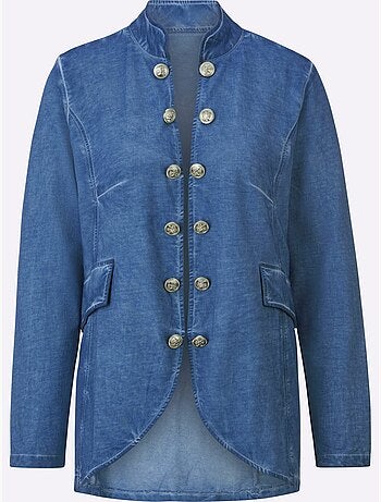 Veste en jean coton à col montant et boutons - Taille standard - Witt